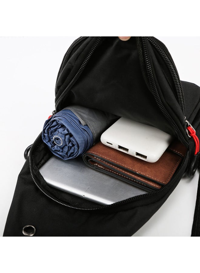 Men's Running Chest Bag 2024 Outdoor Sports Night Glow Casual Waterproof Crossbody Bag Street Trend Nylon Pure Color Daily Match-Color:letter  Gray - Image 5